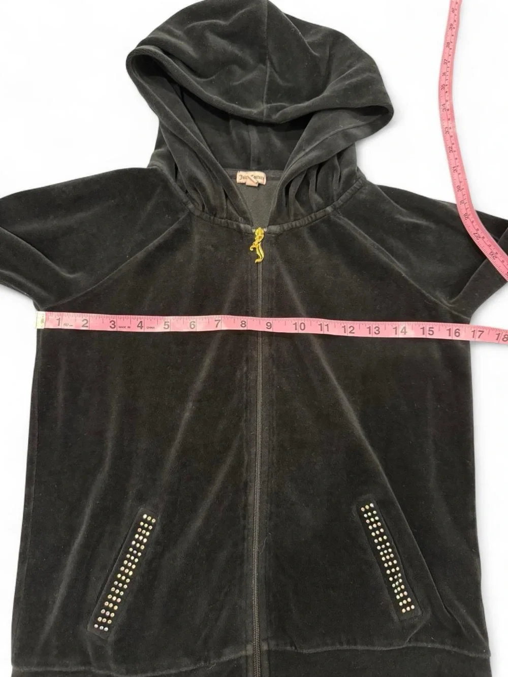 Vintage Juicy Couture Black Velour Graphic Hoodie